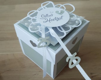 Geldgeschenk Silberhochzeit, Silberhochzeit Grüße, Explosionsbox Silberhochzeit, Geschenk zur Silberhochzeit