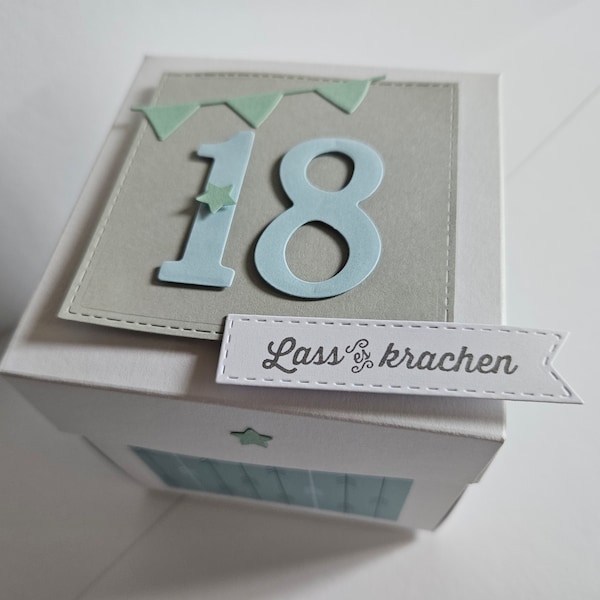 Explosionsbox 18. Geburtstag, Geldgeschenk 18. Geburtstag, Geburtstagsgeschenk Junge, Geburtstagskarte