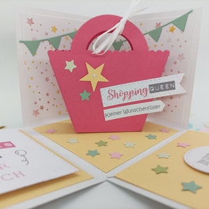 Explosionsbox für eine Shoppingtour Explosionsbox Geburtstag Mädchen Geldgeschenk für Geburtstag originelle Geburtstagskarte Bild 2