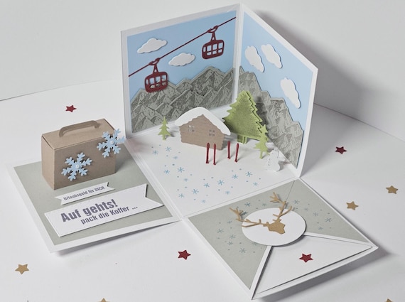 Geldgeschenk Winterurlaub, Geschenk für Skifahrer, Geld Geschenk Wintersport, Winter Reise in die Berge verschenken