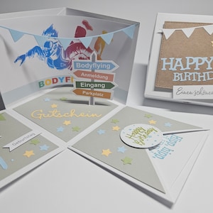 Bodyflying voucher packaging, birthday gift for a boy, explosion box skydiving, birthday voucher, bodyflying gift image 1