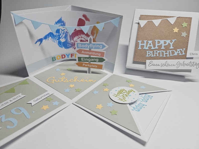 Bodyflying voucher packaging, birthday gift for a boy, explosion box skydiving, birthday voucher, bodyflying gift image 1