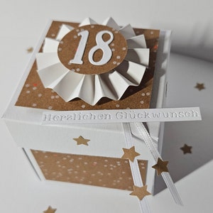 18. Geburtstag Mädchen Geldgeschenk, Explosionsbox Geburtstag, Geburtstagskarte Bild 1
