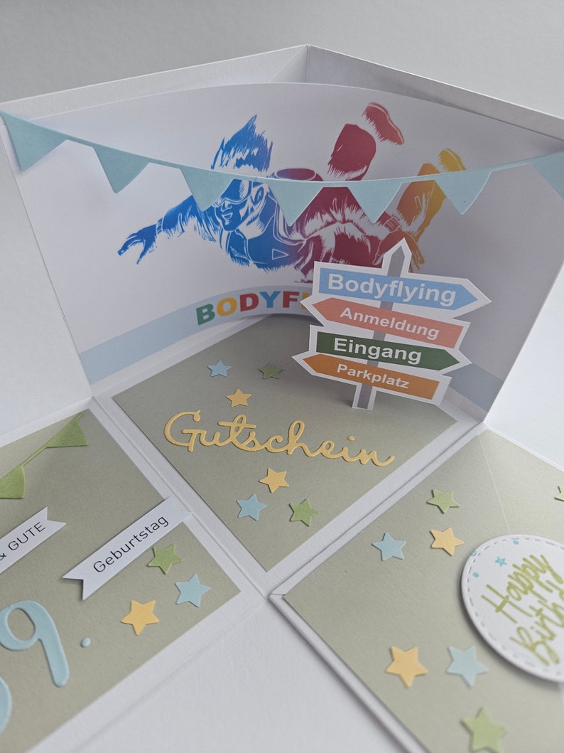 Bodyflying voucher packaging, birthday gift for a boy, explosion box skydiving, birthday voucher, bodyflying gift image 2