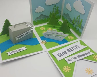 Flusskreuzfahrt Geschenk, Explosionsbox, Geldgeschenk, Silberhochzeitsgeschenk,Hochzeit Geschenk, Gutschein Flusskreuzfahrt,Reisekasse