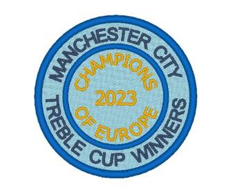 Manchester City. Treble cup Winners. Champions of Europe 2023. Embroidered Badge/Patch