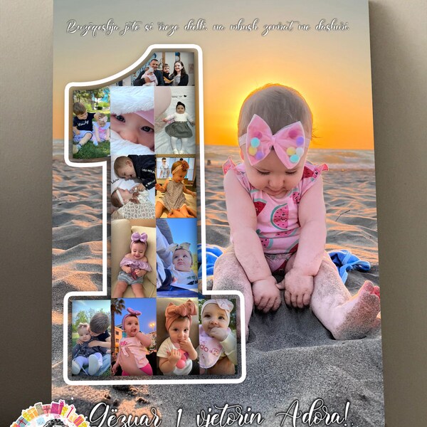 First Birthday Poster Photo Collage First Birthday photo Collage Template Custom First Birthday Gift for Boy First Birthday Gift for Girl
