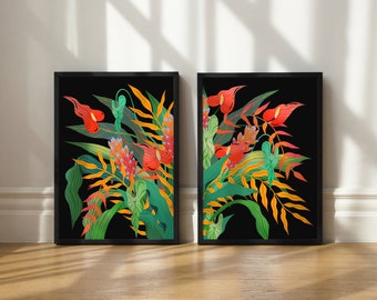 Tropic Bloom - Print Set of 2, Botanical Art