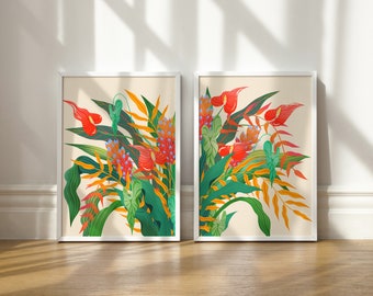 Tropic Bloom - Print Set of 2, Botanical Art