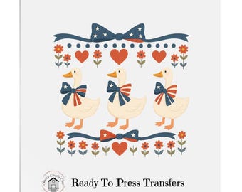 Vintage Geese Fourth Of July- DTF Transfer Print- Ready To Press
