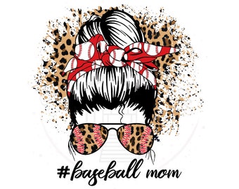 Messy Bun Baseball Mom DTF Transfer Print(Only) Ready To Press
