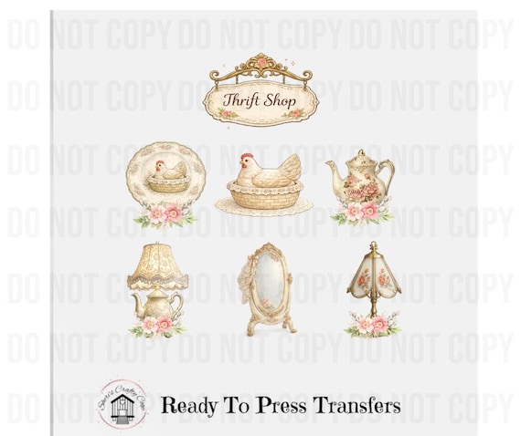 Vintage Thrift Shop, Cottagecore Graphic, Shabby Chic Vintage DTF Transfer