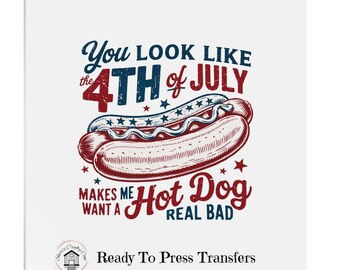 4th of July Hot Dog – Patriotic DTF Transfer Print