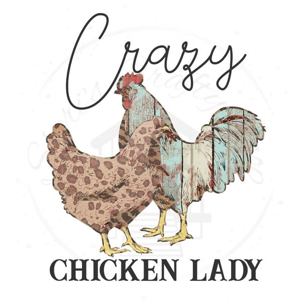 Crazy Chicken Lady Full Colored DTF Transfer Print(Only) Ready To Press)