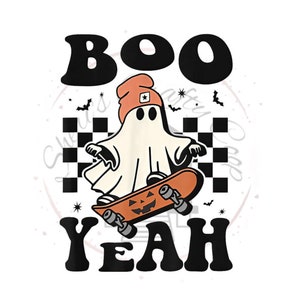 Boo Yeah Skater Ghost DTF Transfer Print(only) Ready to Press
