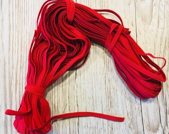 Elastic band, 6 mm, red, 1 m each