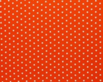 Cotton fabric stars orange white 10 mm *remaining piece 170 cm*