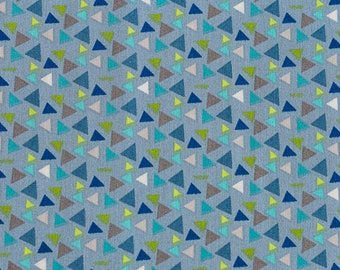 Baumwollstoff Dreiecke blau bunt ab 10 cm