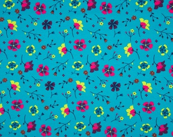 Jersey Folk Floral turquoise *from 10 cm*