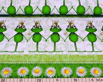 Cotton fabric frog king green border *from 10 cm*