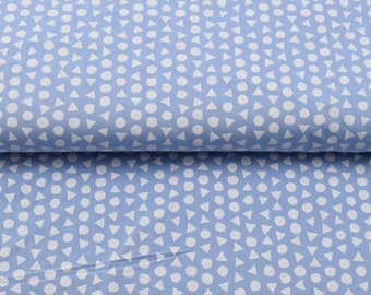 Cotton fabric dots triangle light blue from 10 cm