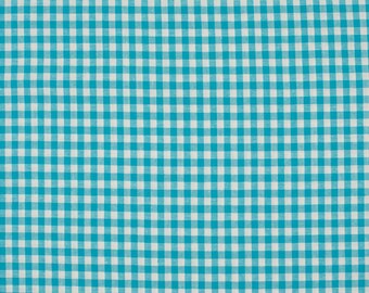 Cotton fabric Vichy check turquoise, 5 mm *from 10 cm*