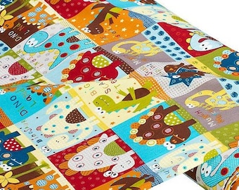 Baumwollstoff Dinos Patchwork bunt *ab 10 cm*