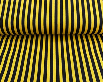 Cotton fabric stripes black yellow *from 10 cm*