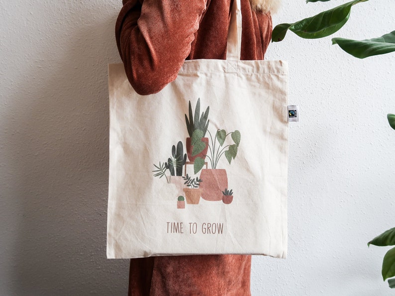 Fairtrade Tote Bag Illustration and Positive Quote image 1