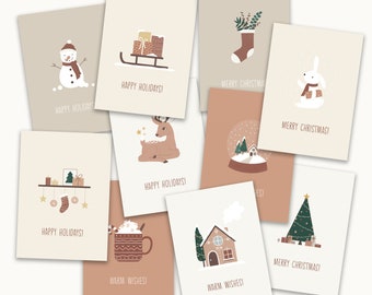 Set de 10 tarjetas navideñas diferentes - Plegadas
