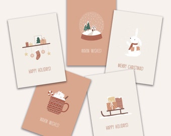 Set of 5 Christmas Cards - Folded