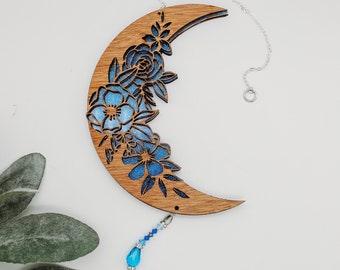 Attrape-soleil lune bleue florale