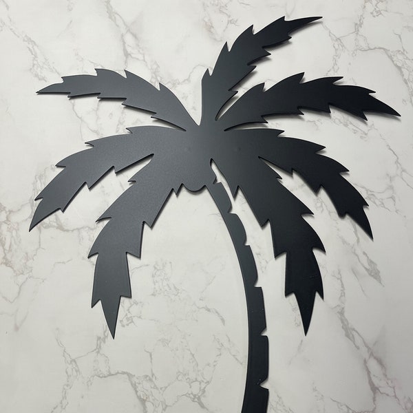 Palm Tree Metal Wall Art 12" to 36" tall, Satin Black