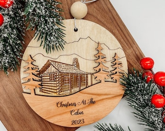 Christmas at the Cabin - personalized 2023 Christmas Ornament