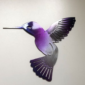 Hummingbird Purple  Metal Wall Art Decor 6&quot; x 6&quot; choose left or right facing