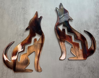 Paire de décorations murales en miroir Arizona Howling Coyote