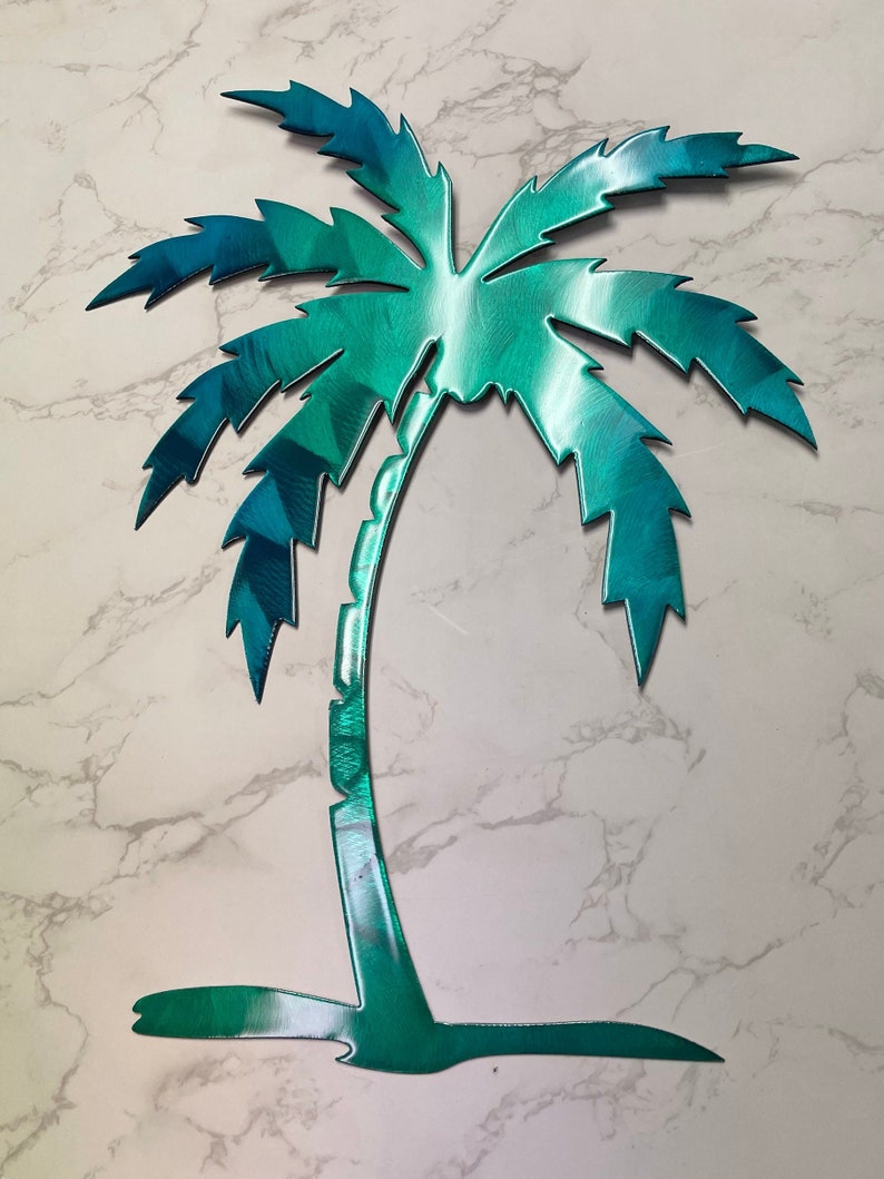 Palm Tree Metal Wall Art 12 to 36 Tall All Teal Etsy