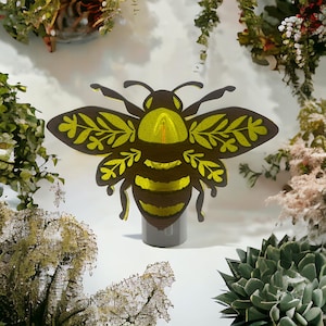 Honey Bee Nightlight - Wood & Acrylic Decorative Light, Nature-Inspired Home Decor