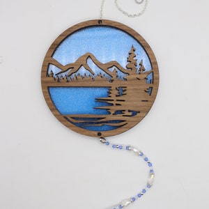 Mountain Lake Suncatcher Decor