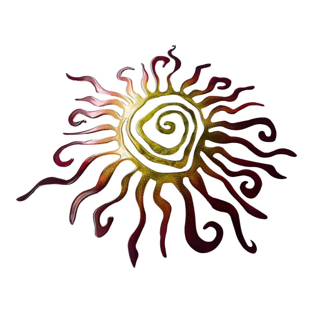 Fiery Southwestern Spiral Sun Metal Wall Art Fire Painted Finish Etsy