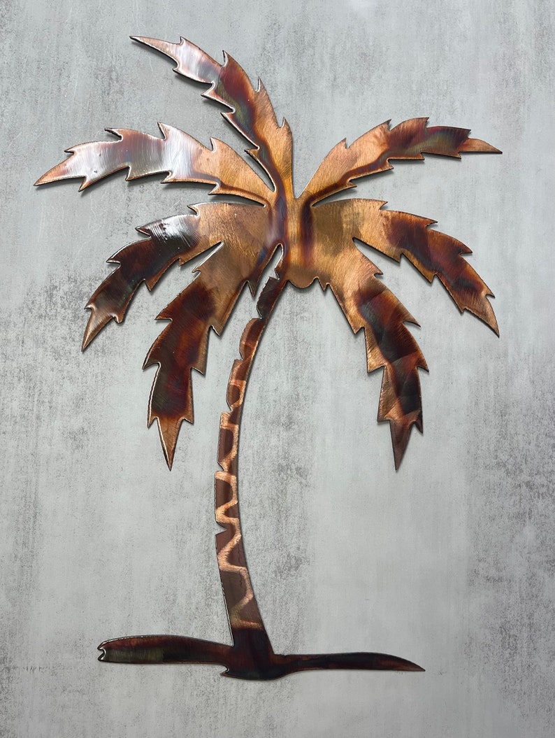 Palm Tree Metal Wall Art 12 to 36 Tall Copper and Etsy