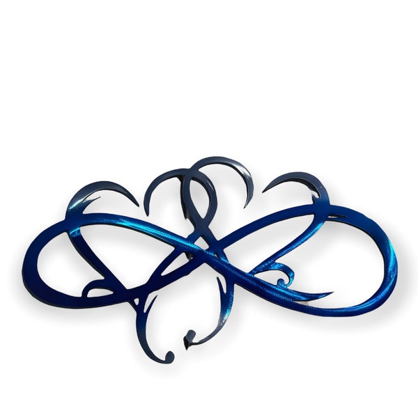 Dual Infinity Hearts - Blue & Blue Metal Wall Art Accent Two Hearts Become One