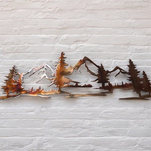 Living in the Mountains Copper Plated Metal Art Scene - Trees and ...