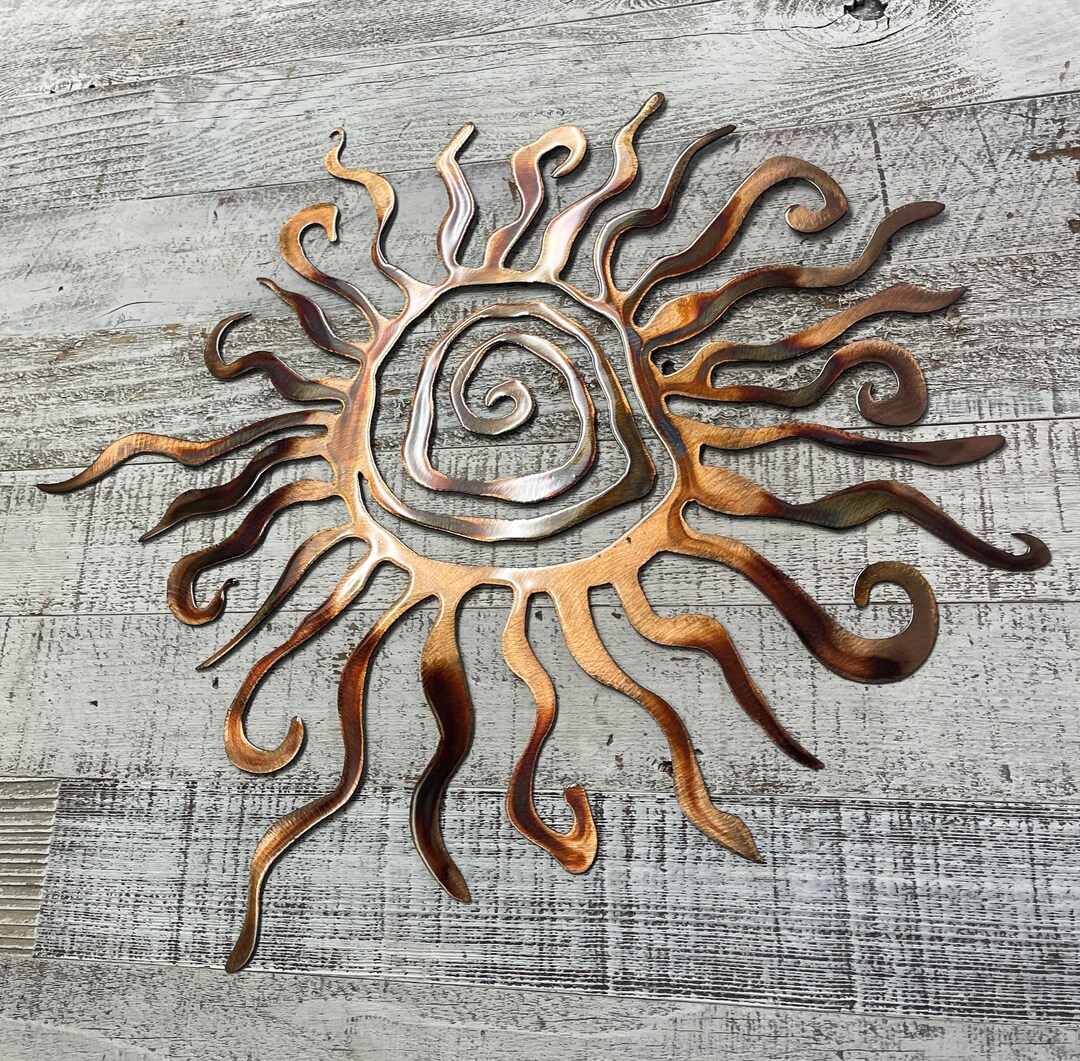 Southwestern Spiral Sun Metal Wall Art Copper and Bronzed Plated Etsy