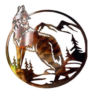 Howling Wolf Wildlife Metal Wall Art 18&quot; x 15 1/2&quot;