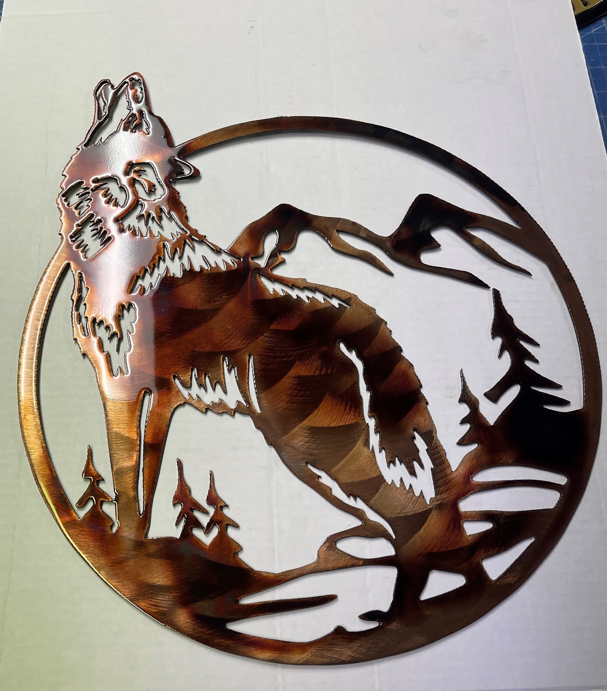 Howling Wolf Wildlife Metal Wall Art 18" X 15 1/2" - Etsy