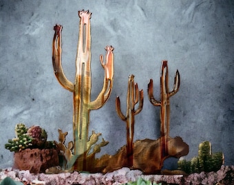 Arizona Cactus Trio d'oeuvres d'art murales en métal