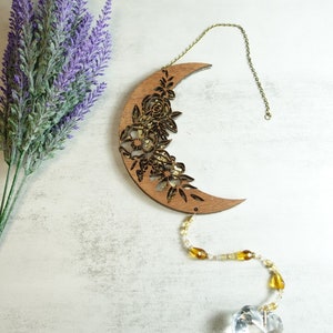 Floral Moon Suncatcher Gold Flake