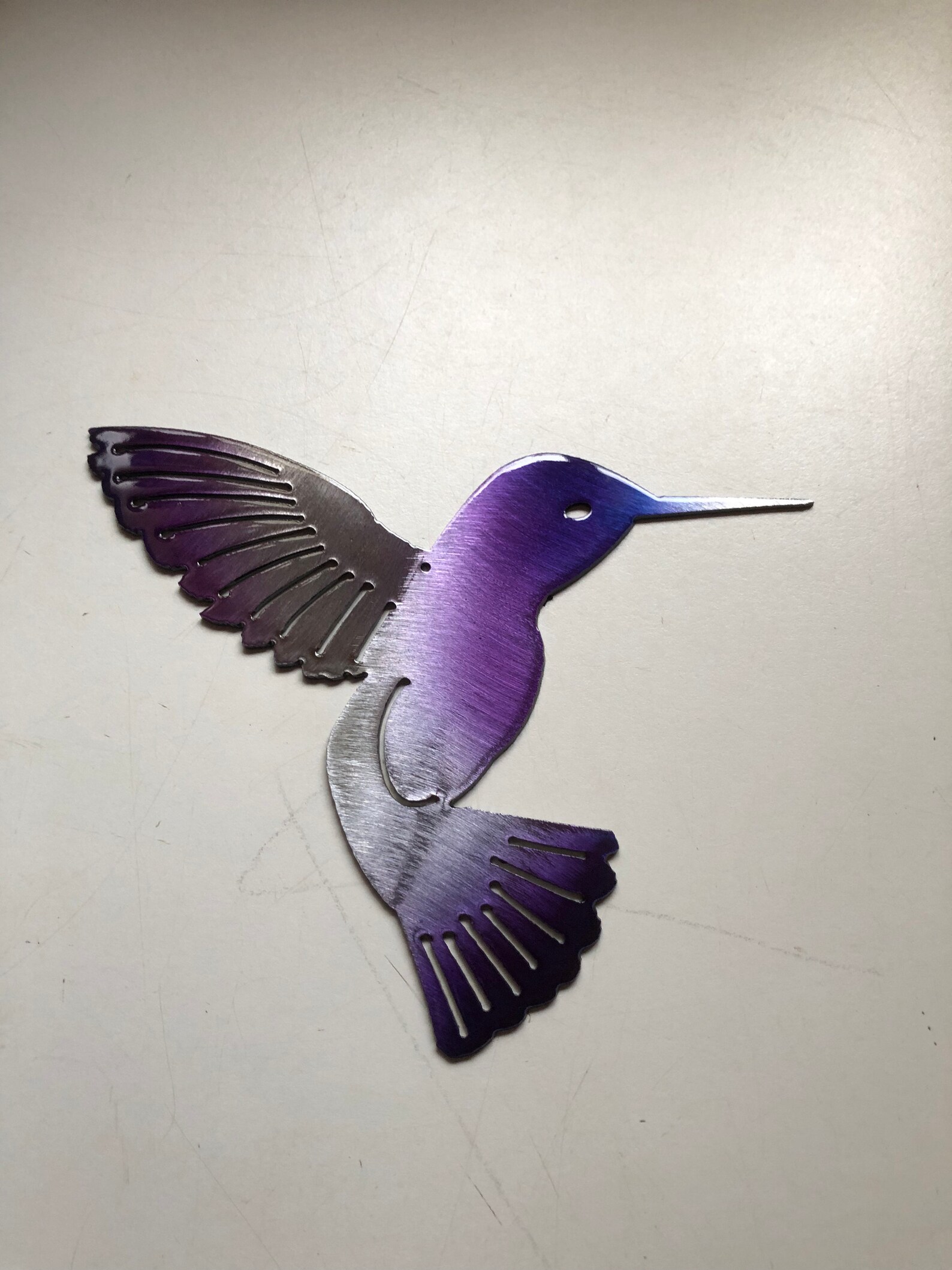 Hummingbird Purple Metal Wall Art Decor 6" X 6" Choose Left or Right
