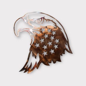 Patriotic Stars Eagle Metal Wall Art Decor - Copper & Bronze Finish - Made in the USA